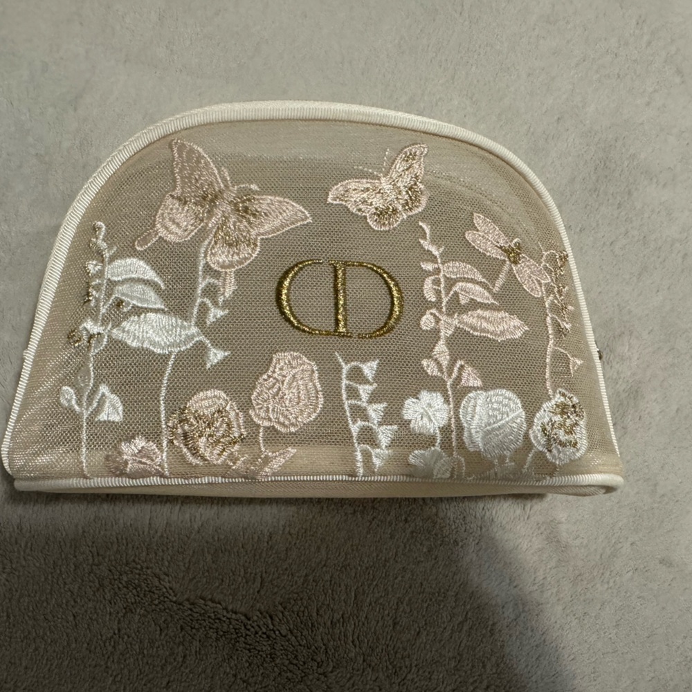 Dior Cream and Gold Textured Pouch